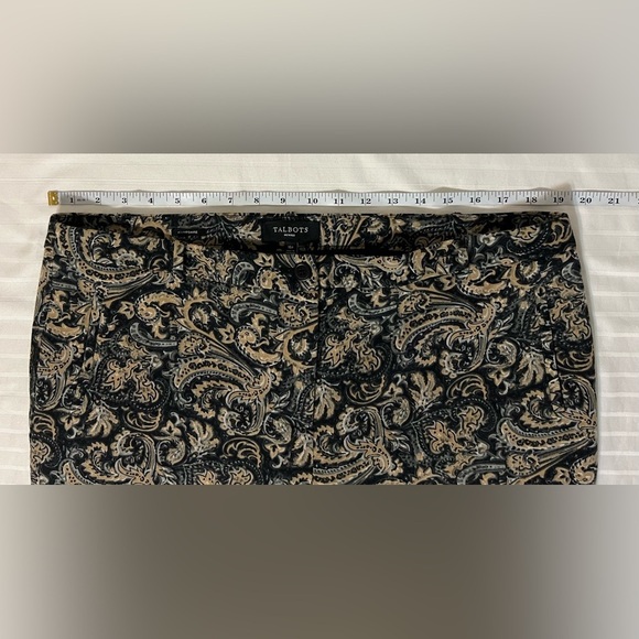 Talbots Hampshire Pants Paisley Black & Tan Size 16 Petite - Picture 11 of 14
